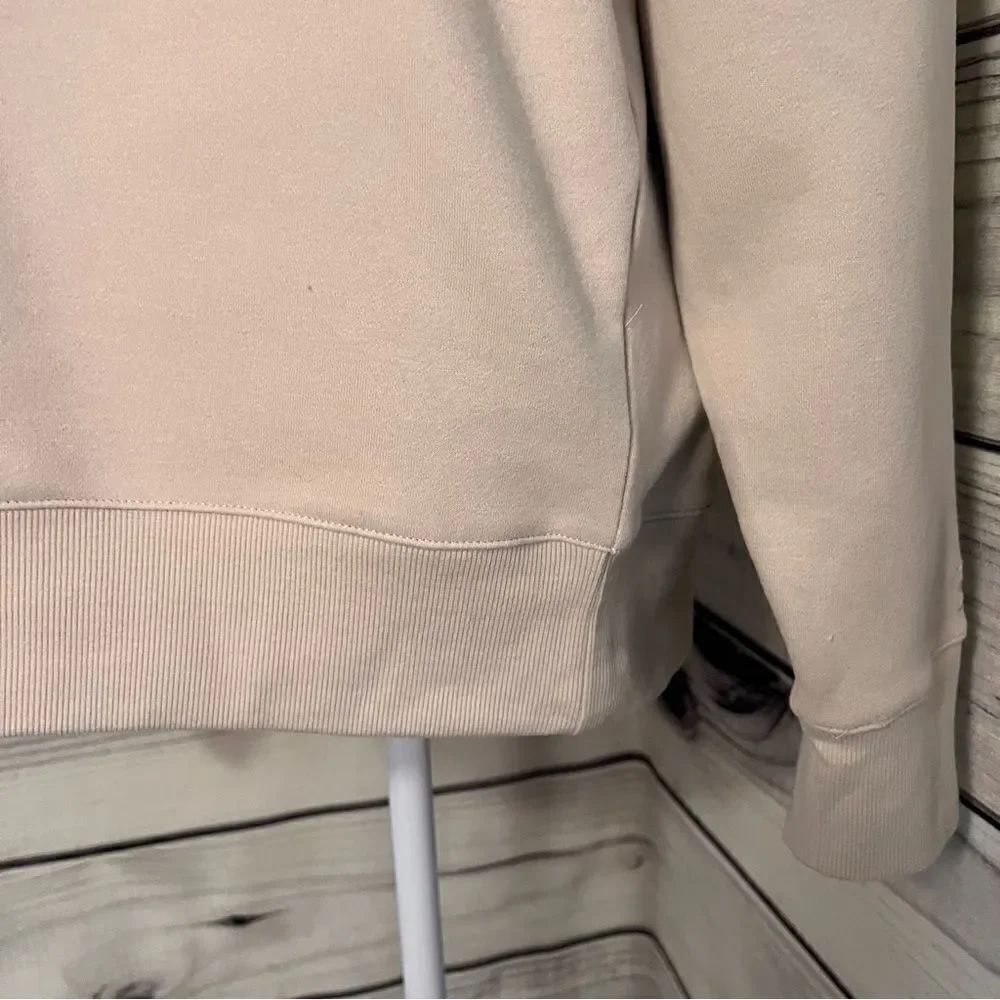 Express Beige Mock Neck Oversized Fleece Sweatshirt - Picture 3 of 5